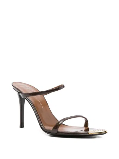 Giuseppe Zanotti Intriigo Patent Leather Sandals In Brown