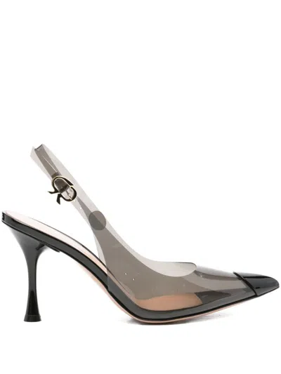 Gianvito Rossi 85 Patent Leather-trimmed Pvc Slingback Pumps In Black