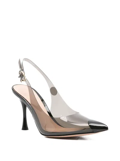 Gianvito Rossi 85 Patent Leather-trimmed Pvc Slingback Pumps In Black