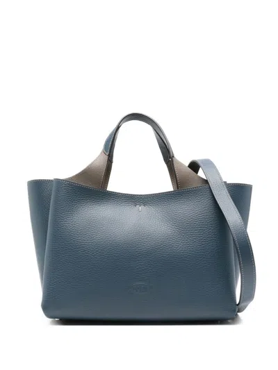 Tod's Mini Leather Shopping Bag In Blue