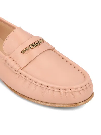 Chloé Logo Leather Loafer In Pink