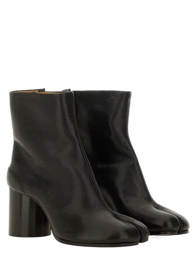 Maison Margiela Tabi High Heels Ankle Boots In Black Leather In Black