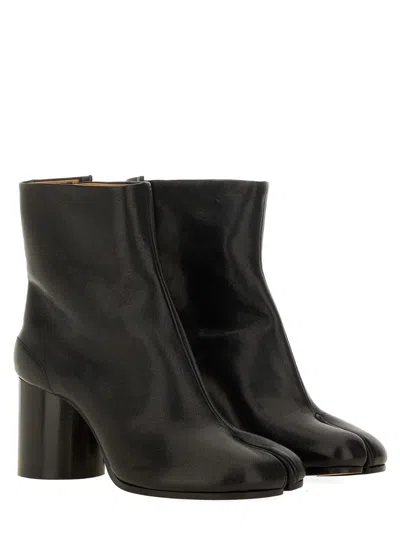Maison Margiela Tabi High Heels Ankle Boots In Black Leather In Black