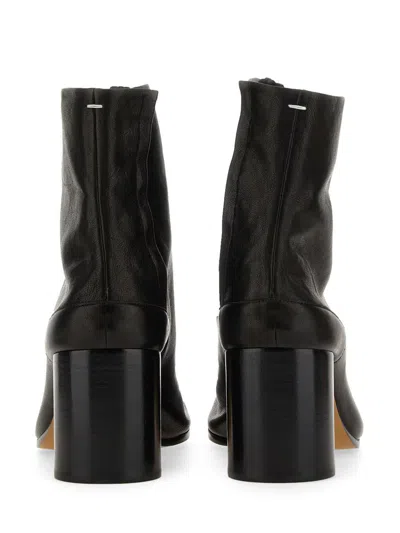 Maison Margiela Tabi High Heels Ankle Boots In Black Leather In Black