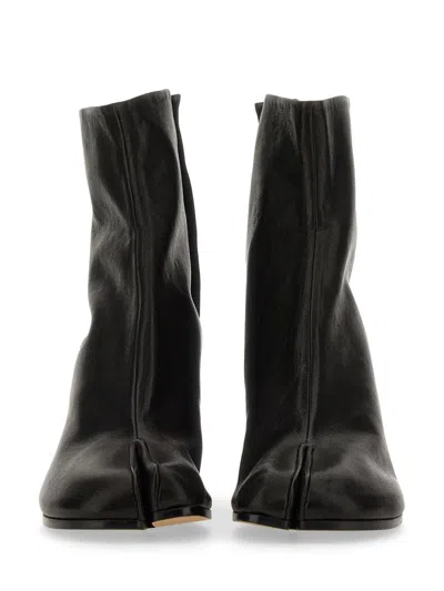 Maison Margiela Tabi High Heels Ankle Boots In Black Leather In Black