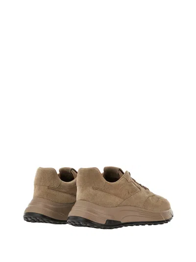 Hogan Hyperlight Lace-up Sneakers With Reinforced Suede Heel In Brown