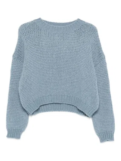 Roberto Collina Round-neck Knitted Sweater In Blue