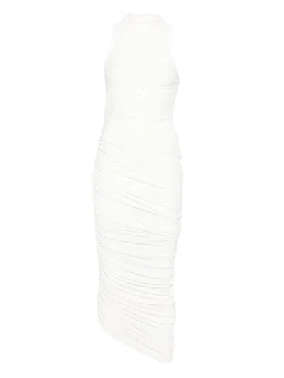 Jacquemus Asymmetric Hem Sleeveless High Neck Dress In White