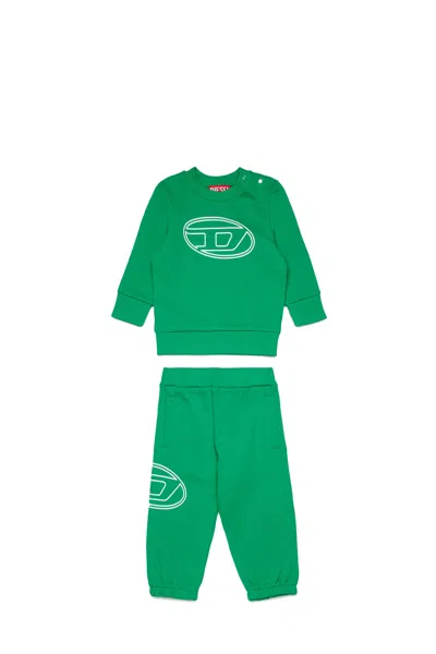 Diesel Tracksuit Set With Maxi Logo Print Oval D In Green