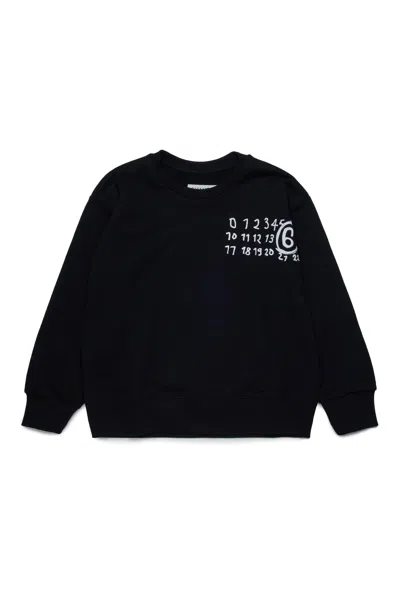 Mm6 Maison Margiela Hand Written Logo Crew-neck Sweatshirt In Black