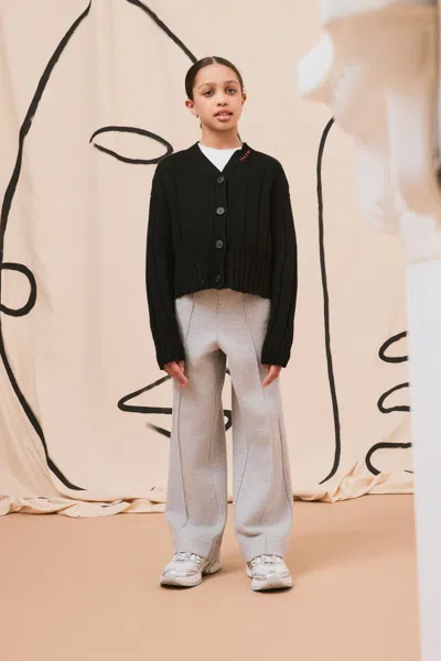 Max & Co Fleece Straight Pants With Ribbing In Black