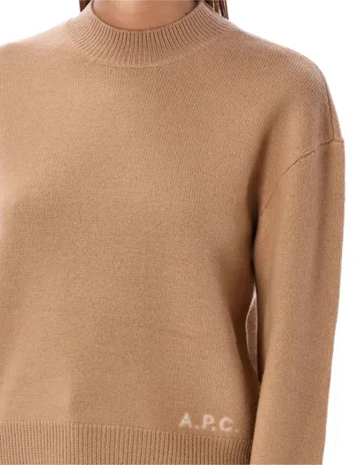 Apc A.p.c. Brown Wool Blend Esther Knit Sweater In Brown