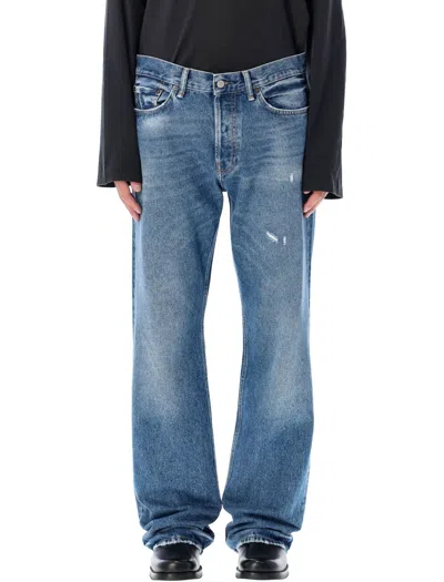 Acne Studios Distressed Straight-leg Jeans In Blue