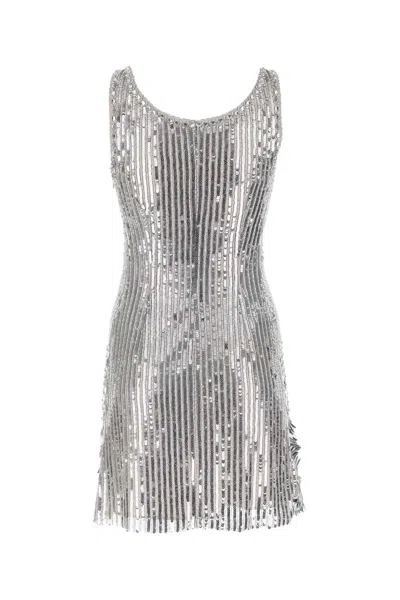 Alberta Ferretti Alberta Ferreti Silver Sequins Mini Dress In Silver