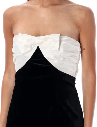 Alessandra Rich Velvet Mini Dress With Bow Accent In Black