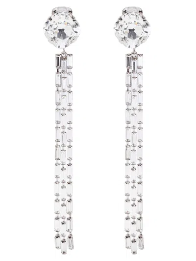 Alessandra Rich Crystal Embellished Fringed Dangling Earrings In Metallic
