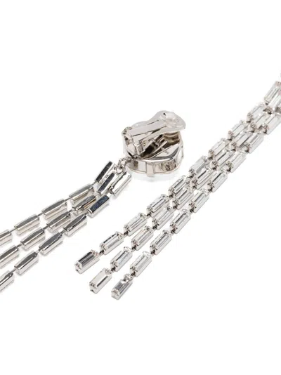 Alessandra Rich Crystal Embellished Fringed Dangling Earrings In Metallic
