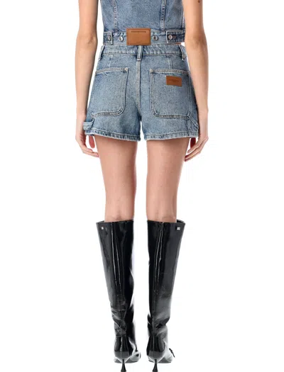 Alexander Wang Denim Shorty Embellished Shorts In Blue