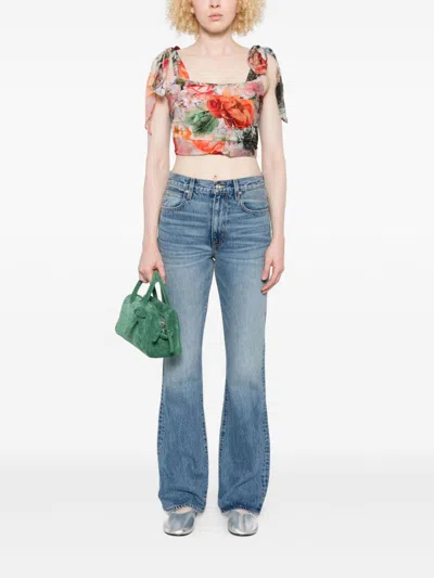 Alice And Olivia Haven Cropped Bustier Storm Floral Sm In Multi