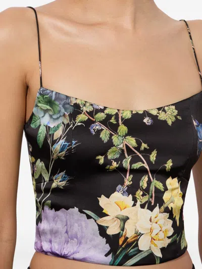 Alice And Olivia Saylor Bustier Crop Top In Black