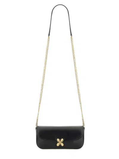Alexander Mcqueen Black Healthier Small Skull Flower Crossbody Bag