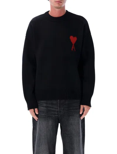 Ami Alexandre Mattiussi Ami Paris Red Adc Sweater In Black
