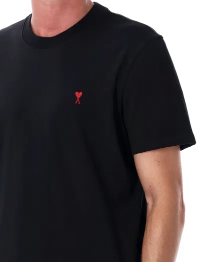 Ami Alexandre Mattiussi Ami Paris Ami De Coeur Organic Cotton T-shirt In Black