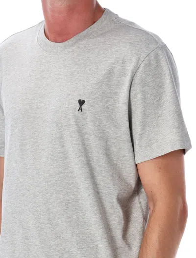 Ami Alexandre Mattiussi Ami De Coeur T-shirt In Organic Cotton Jersey In Gray