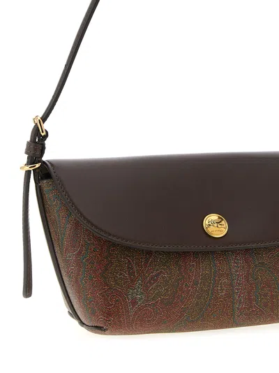 Etro Cotton Blend Shoulder Bag With Paisley Pattern In Brown