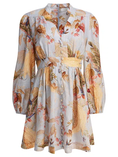 Zimmermann Ascension Plunge Mini Dress Dresses Light Blue In Blue