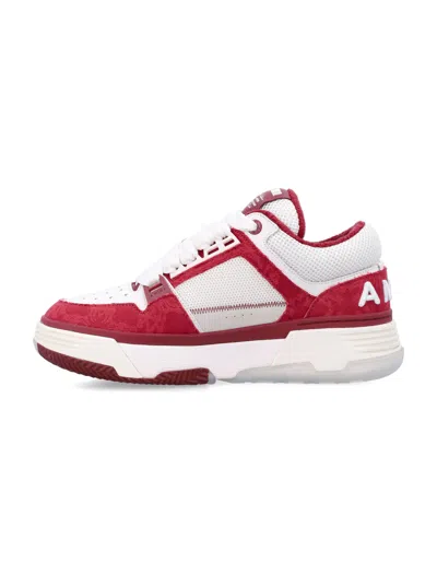 Amiri Two-tone Leather Skel Sneakers With Textured Finish In Red