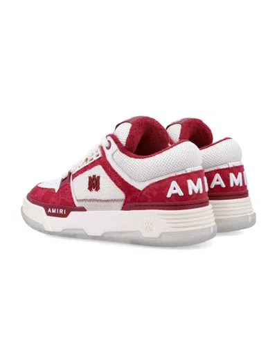 Amiri Two-tone Leather Skel Sneakers With Textured Finish In Red