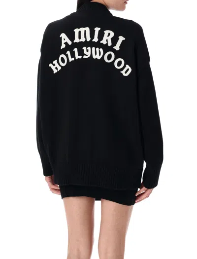 Amiri Hollywood Knitwear Cardigan Front Pockets In Black