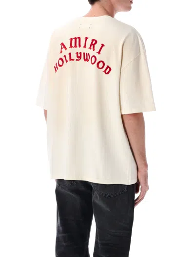Amiri Mens Ivory Red Holly Text-print Cotton T-shirt Xl In White