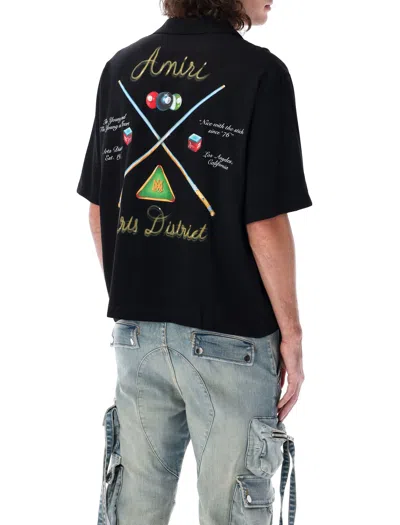 Amiri 'pool Cue' Black Shirt With Maxi Print On The Back In Black
