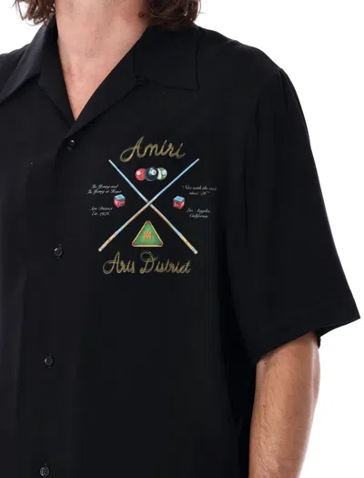 Amiri 'pool Cue' Black Shirt With Maxi Print On The Back In Black