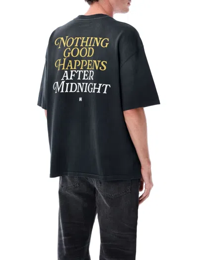 Amiri Night Graphic Print Crew Neck Short Sleeves In Black