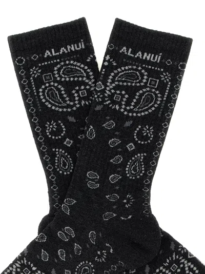 Alanui Bandana-intarsia Socks In Black