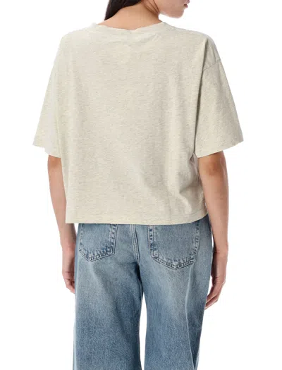Anine Bing Graphic Print Cropped T-shirt With Short Sleeves In Gray