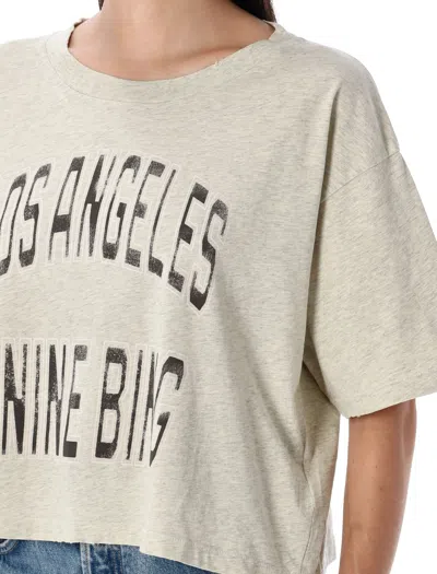 Anine Bing Graphic Print Cropped T-shirt With Short Sleeves In Gray