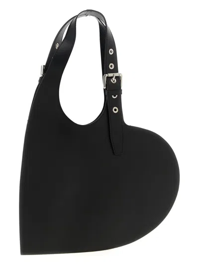 Coperni Heart-shaped Black Calf Leather Tote With Adjustable Handle
