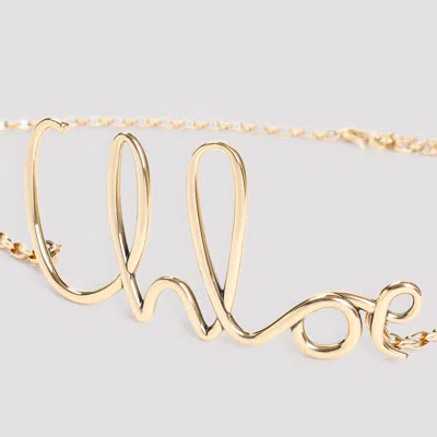 Chloé Adjustable Chain Necklace Script Pendant In Gold