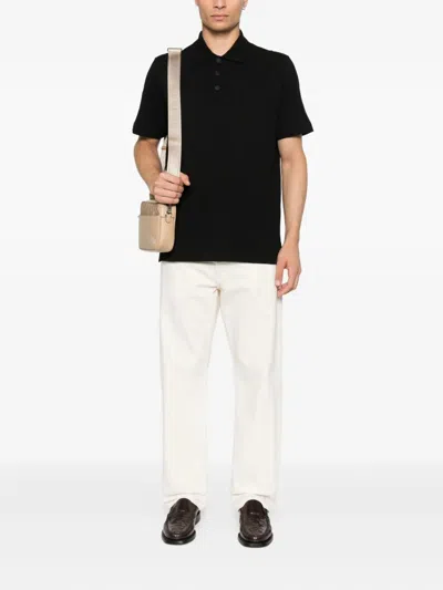 Fendi Polo In Jacquard Ff Piquet Black Clothing