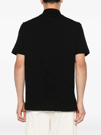 Fendi Polo In Jacquard Ff Piquet Black Clothing