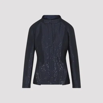 Giorgio Armani Tailored Jacket Sequin Embellishments In Blue