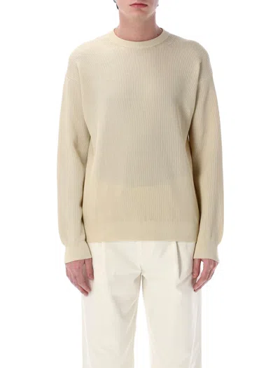 Auralee Textured Rib Knit Sweater With Long Sleeves In Neutral