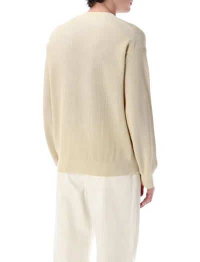 Auralee Textured Rib Knit Sweater With Long Sleeves In Neutral