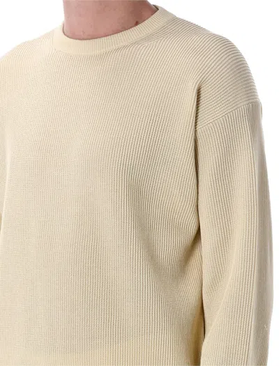 Auralee Textured Rib Knit Sweater With Long Sleeves In Neutral