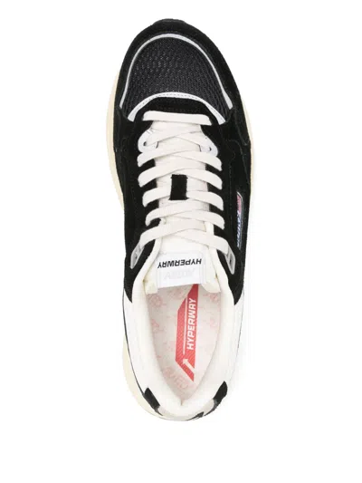 Autry Black Suede And Mesh Sneakers With Cream Cushioned Sole In Black