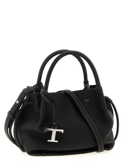 Tod's Black Handbag With Drawstring Closure And Adjustable Shoulder Strap